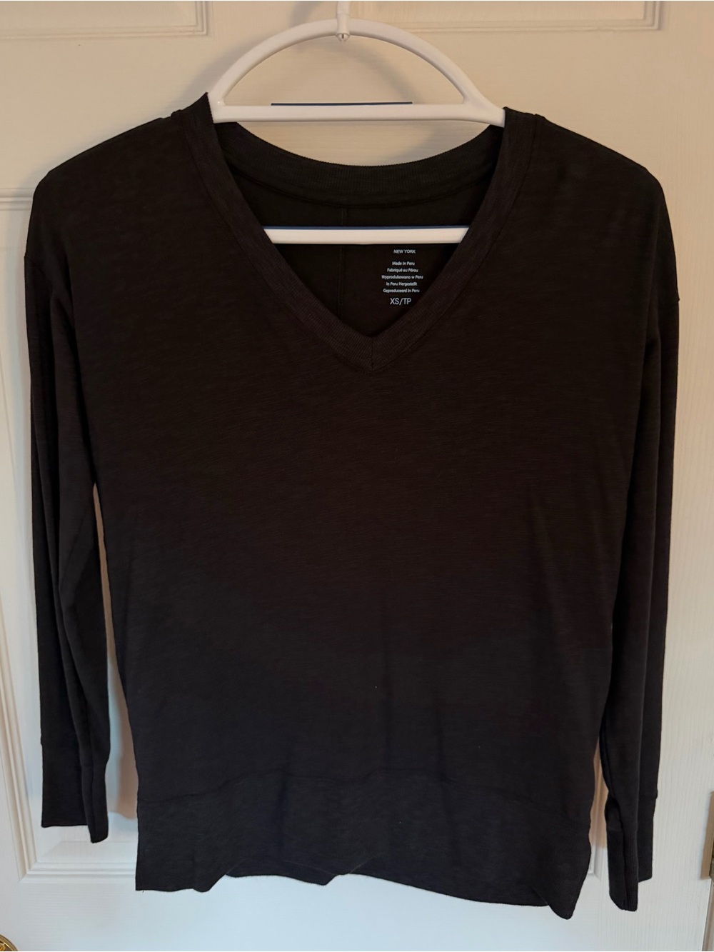 Cynthia Rowley Classic Black Long Sleeve V-Neck Top